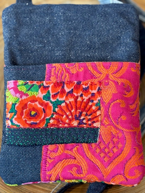Crossbody Bag -  Unique -  Embroidered -  Textile Art -  Collage