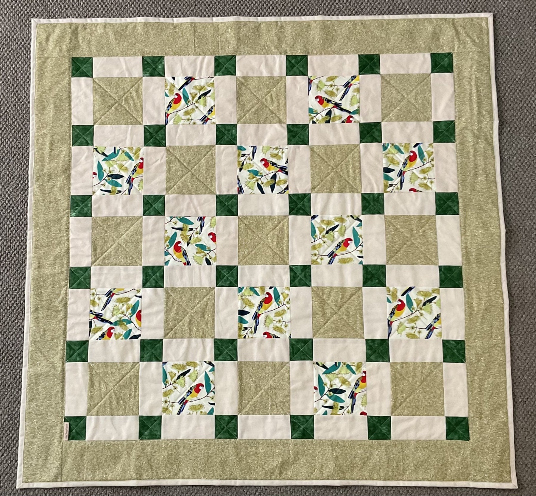 Patchwork lap quilt throw rug blanket, Eastern Rosella