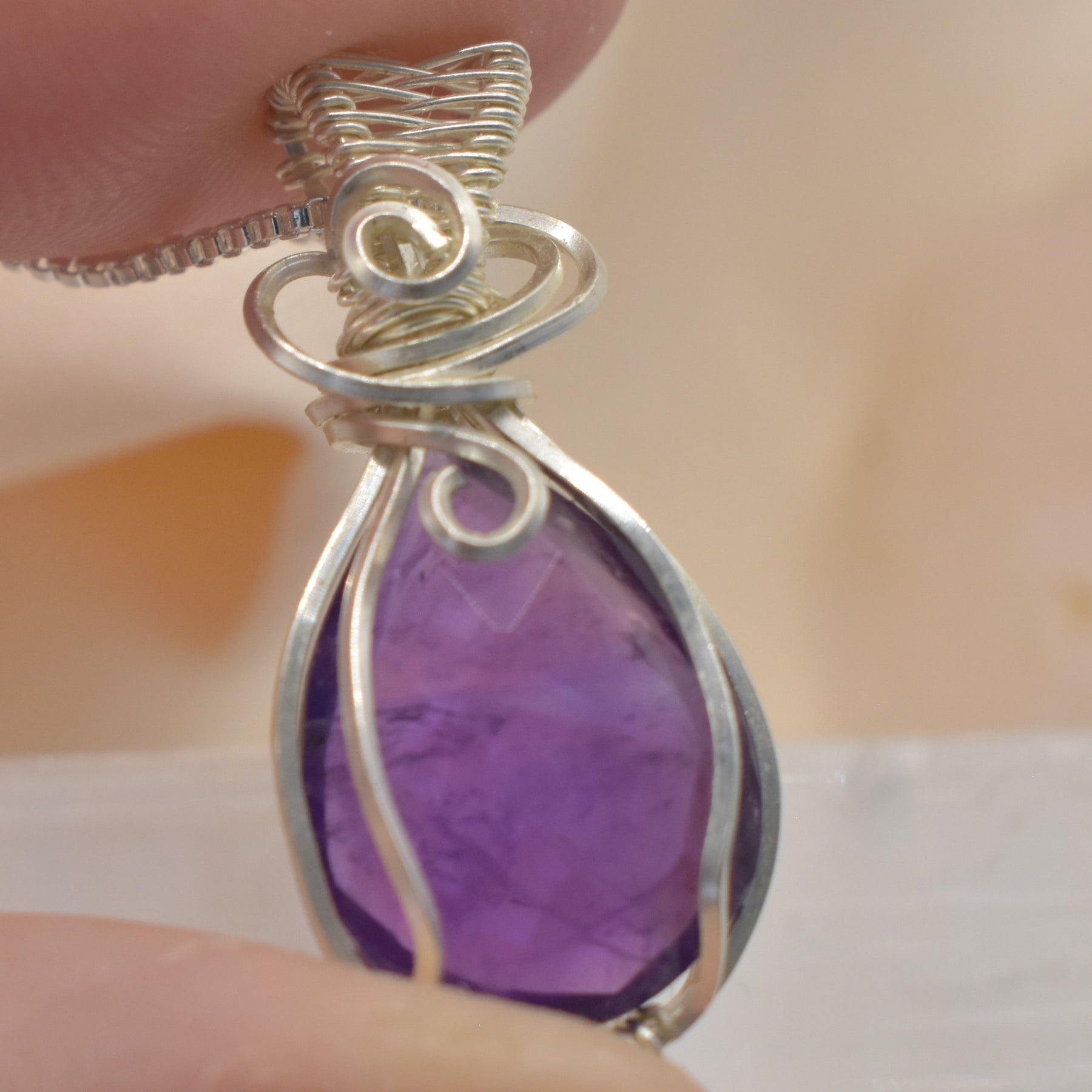 Handmade Wire-wrapped Amethyst Necklace - Keepsake Pendant