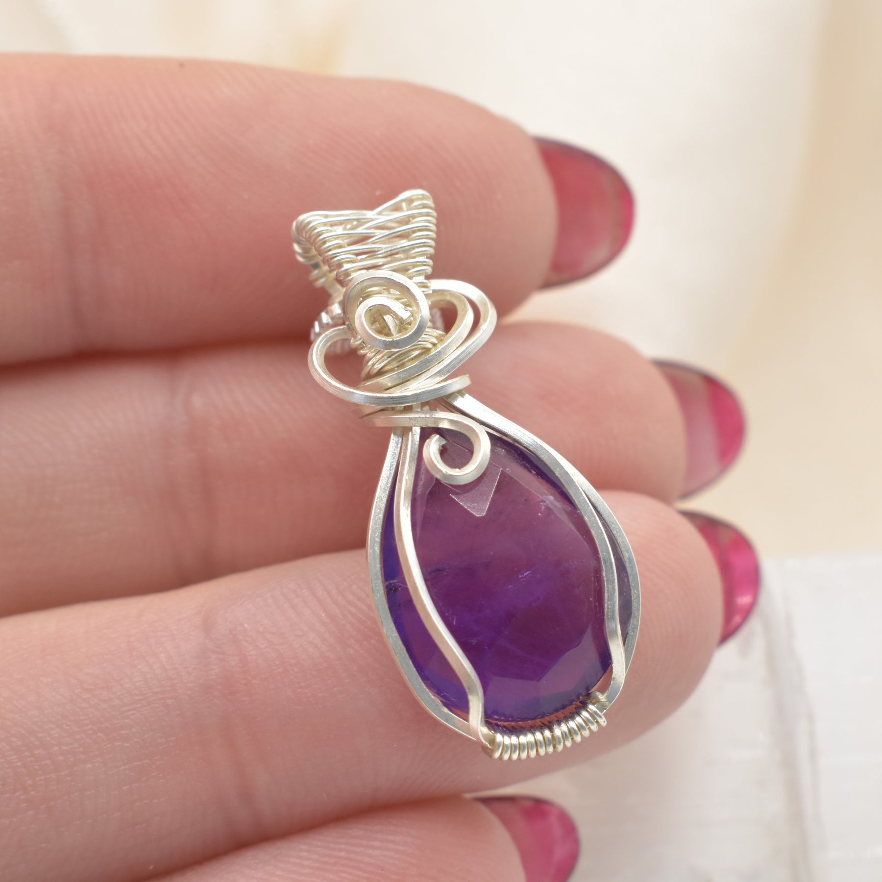 Handmade Wire-wrapped Amethyst Necklace - Keepsake Pendant