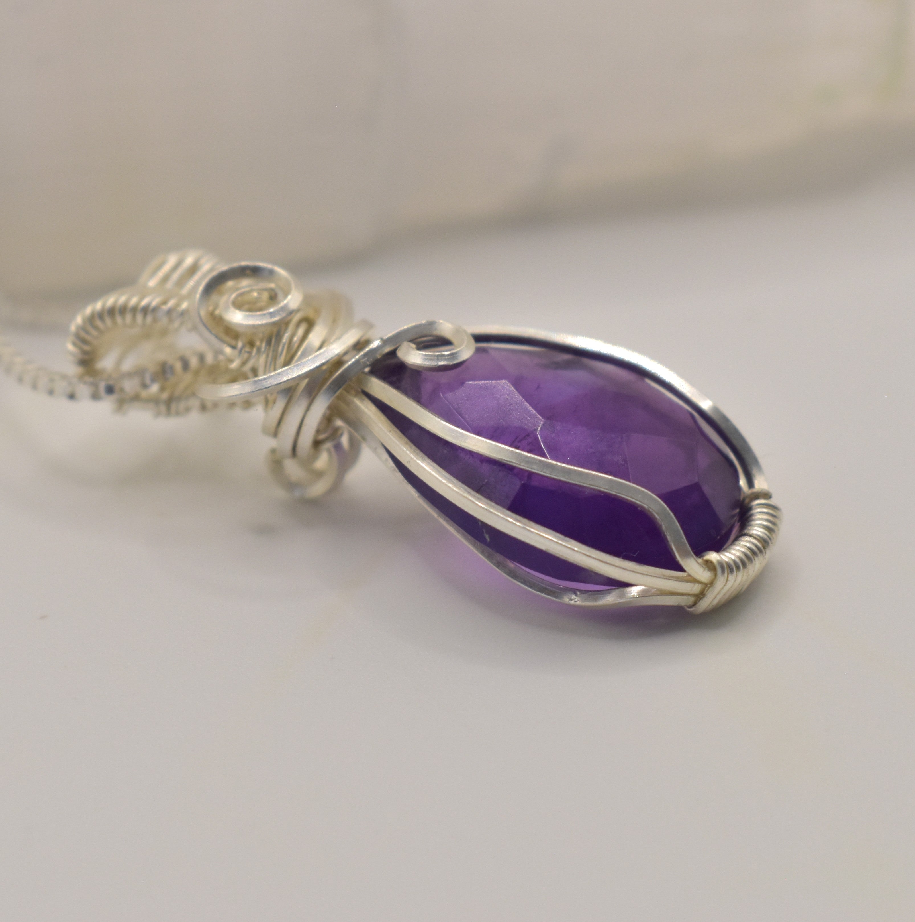 Handmade Wire-wrapped Amethyst Necklace - Keepsake Pendant