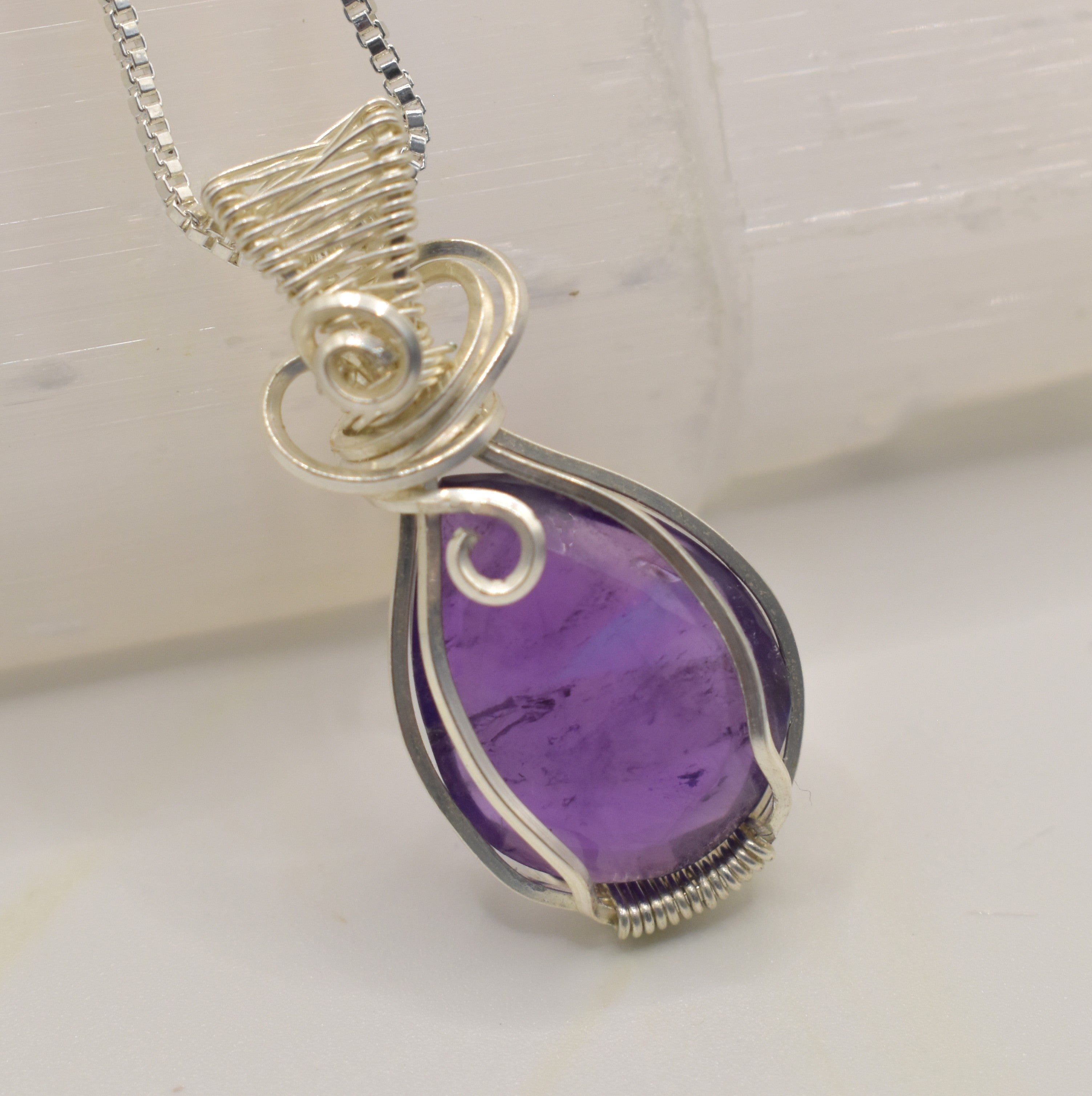 Handmade Wire-wrapped Amethyst Necklace - Keepsake Pendant