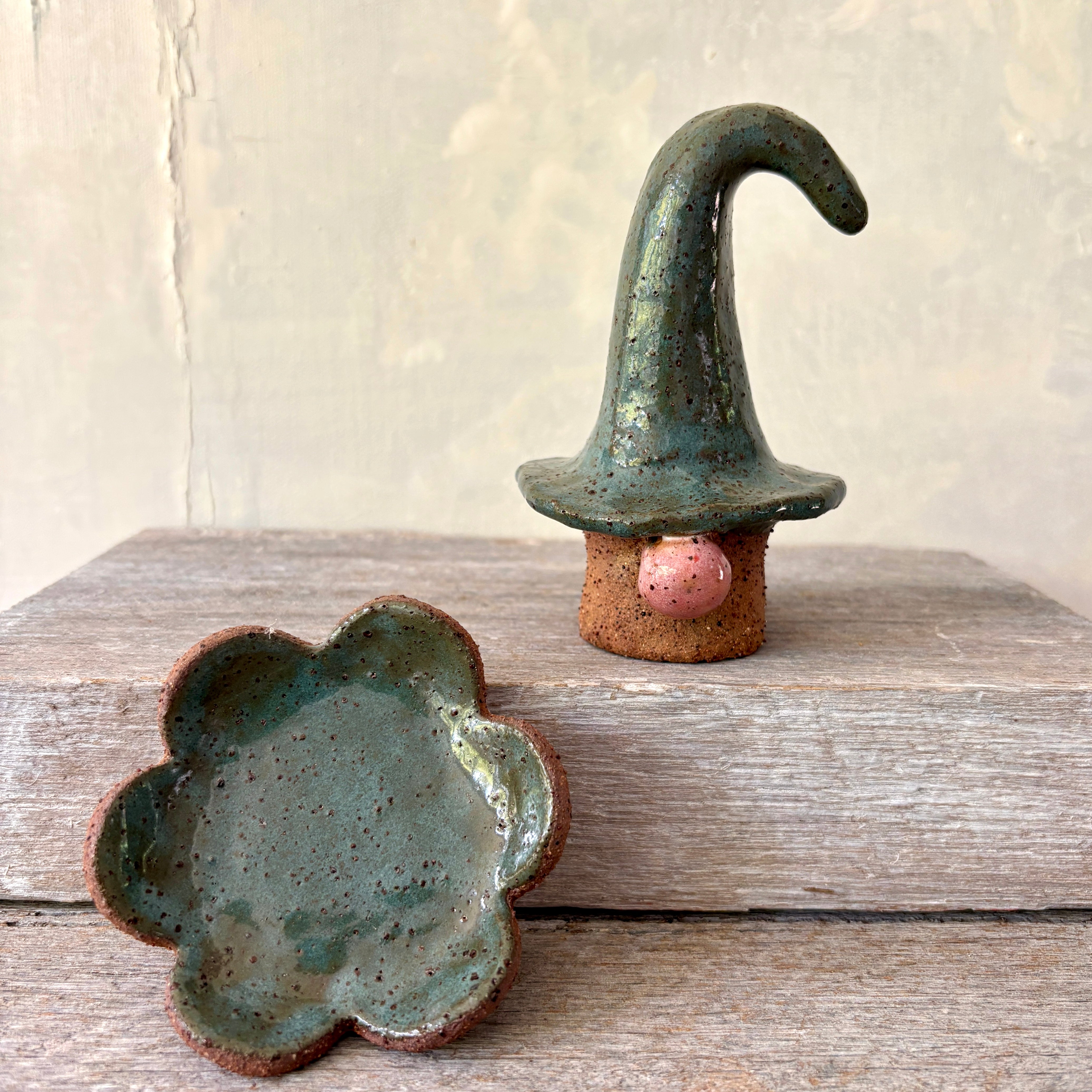 Nordic Gnome and Flower Tealight Candle Holder Set - Rustic & Teal
