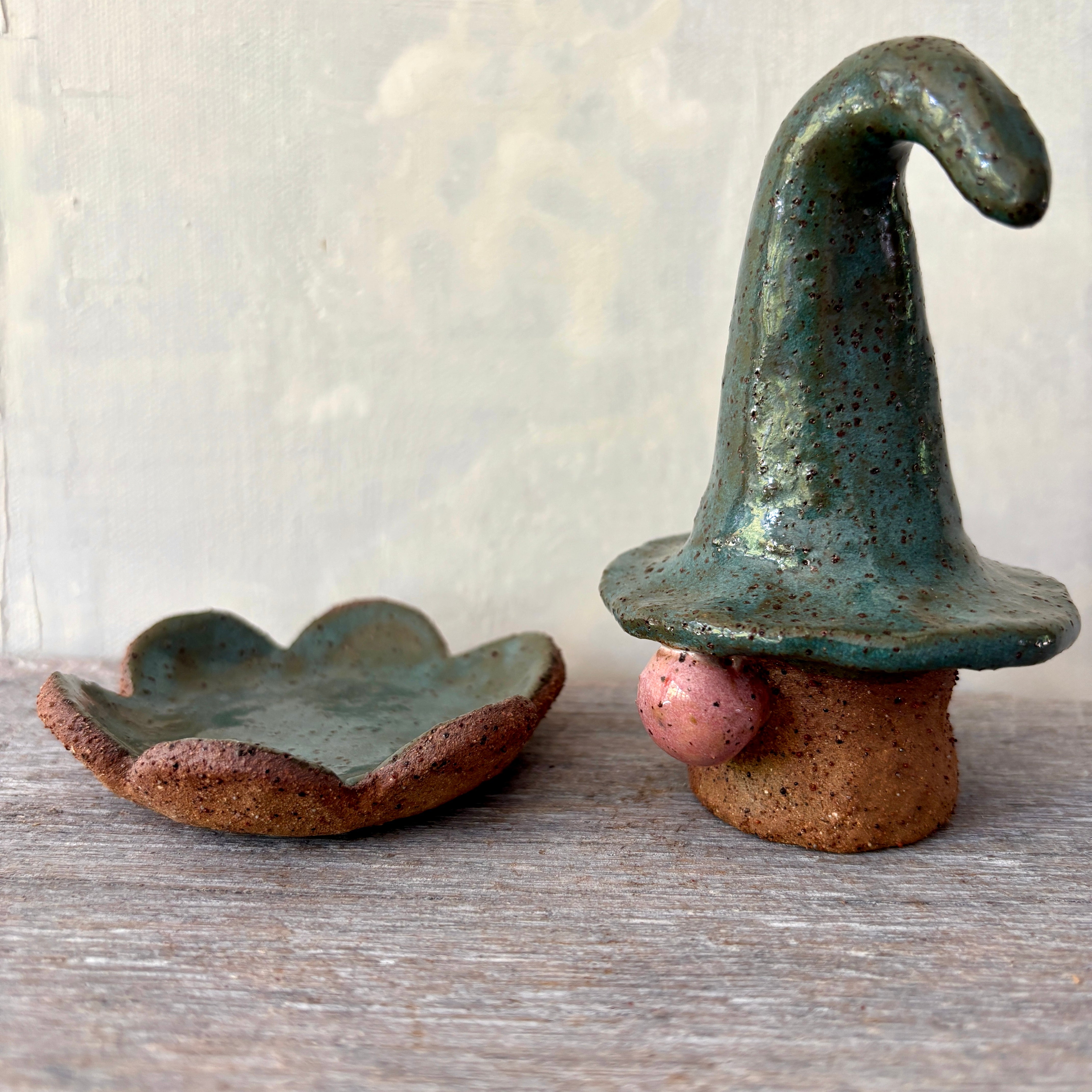 Nordic Gnome and Flower Tealight Candle Holder Set - Rustic & Teal