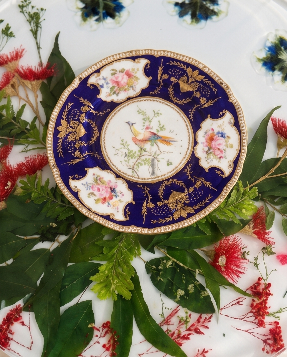 Vintage China Floral Resin Side Table