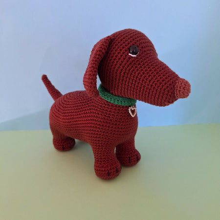 crocheted dachshund dog