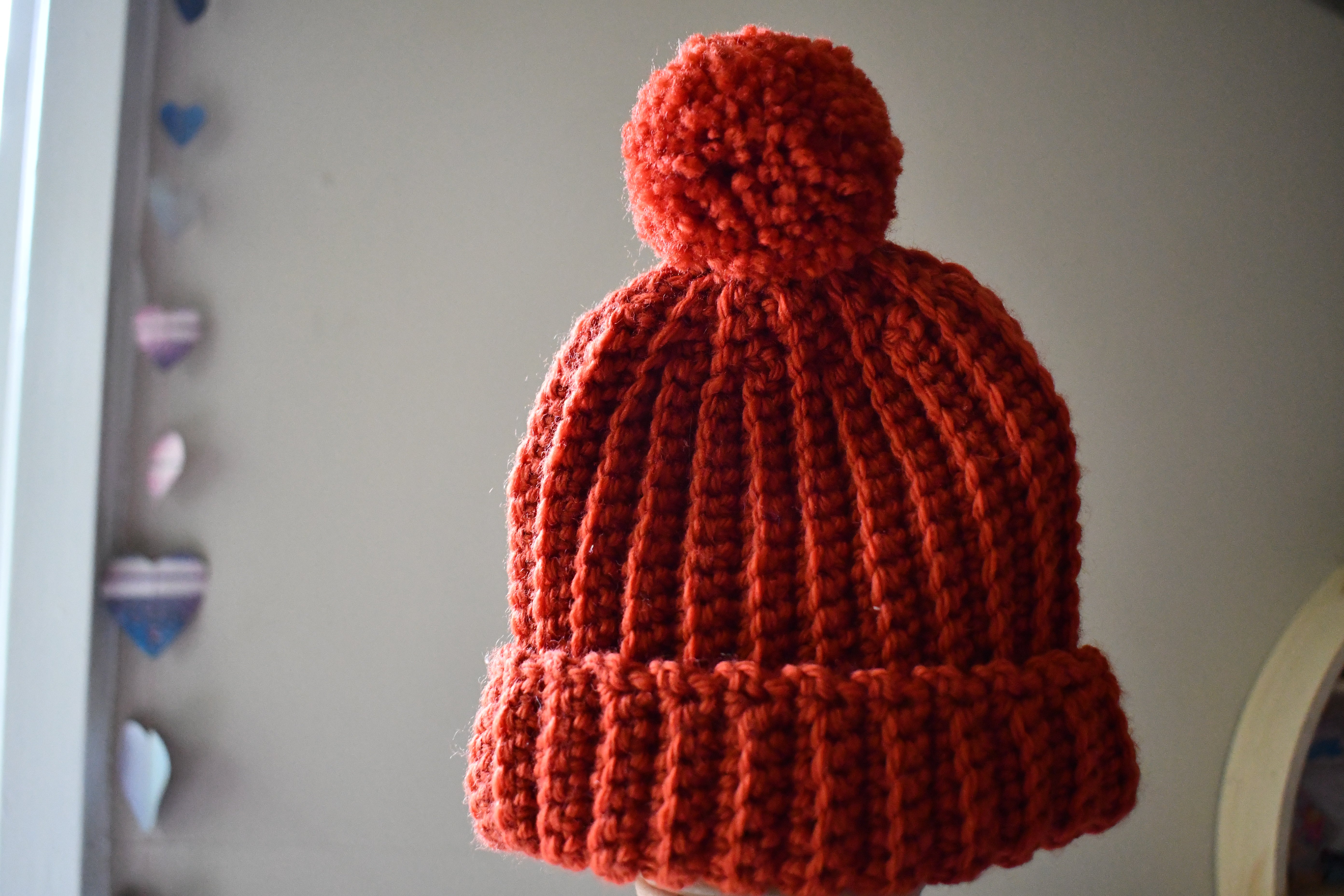 Mini & Me Beanie Duo Adult and Toddler Crochet Hat Set Rust Colour