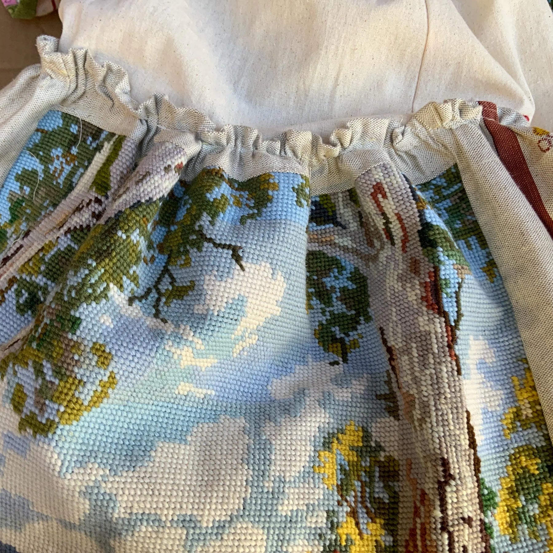 Wool Tapestry and Linen Skirt "Guardians of the Land"