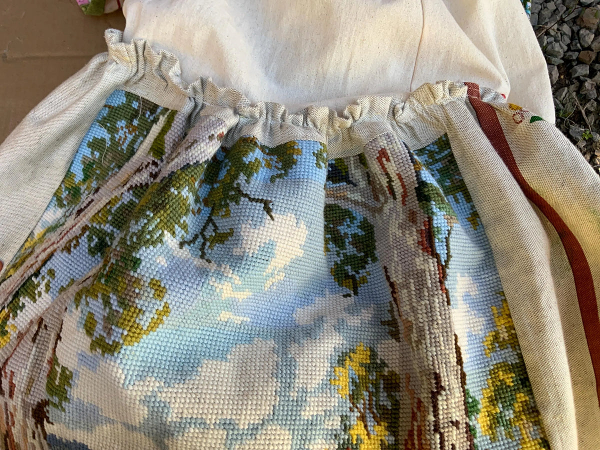 Wool Tapestry and Linen Skirt "Guardians of the Land"