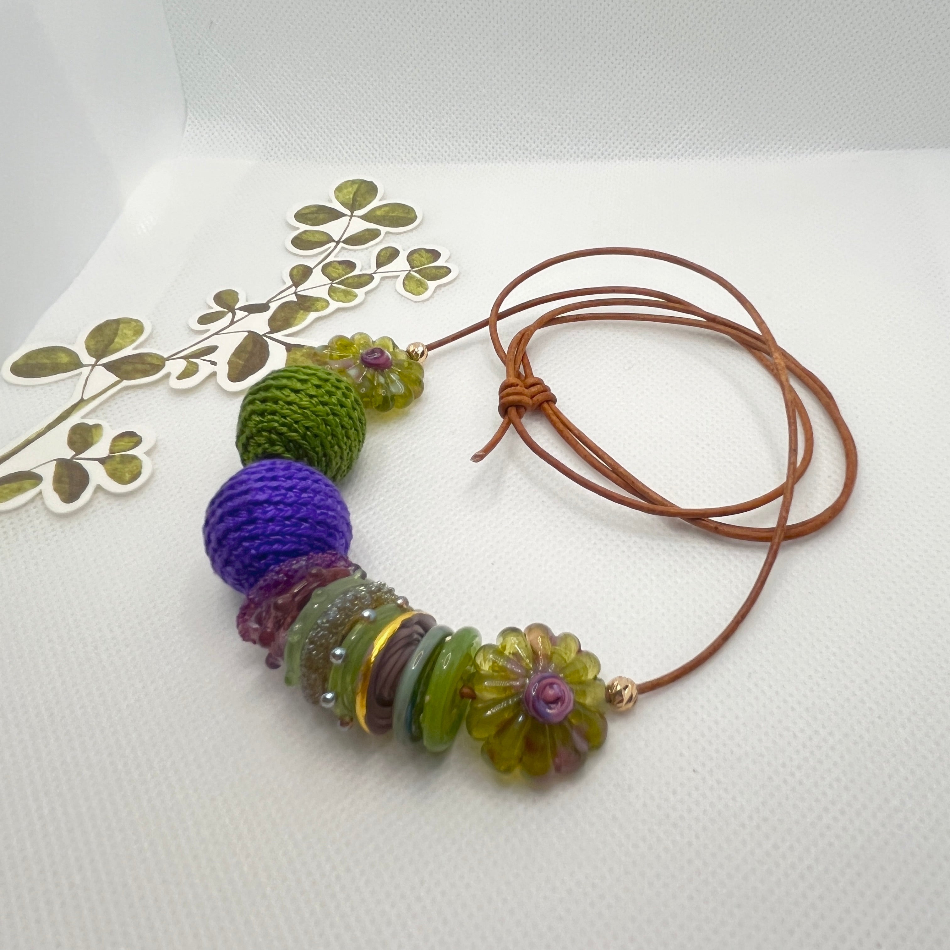 Handmade Adjustable Necklace - Lavender Grove