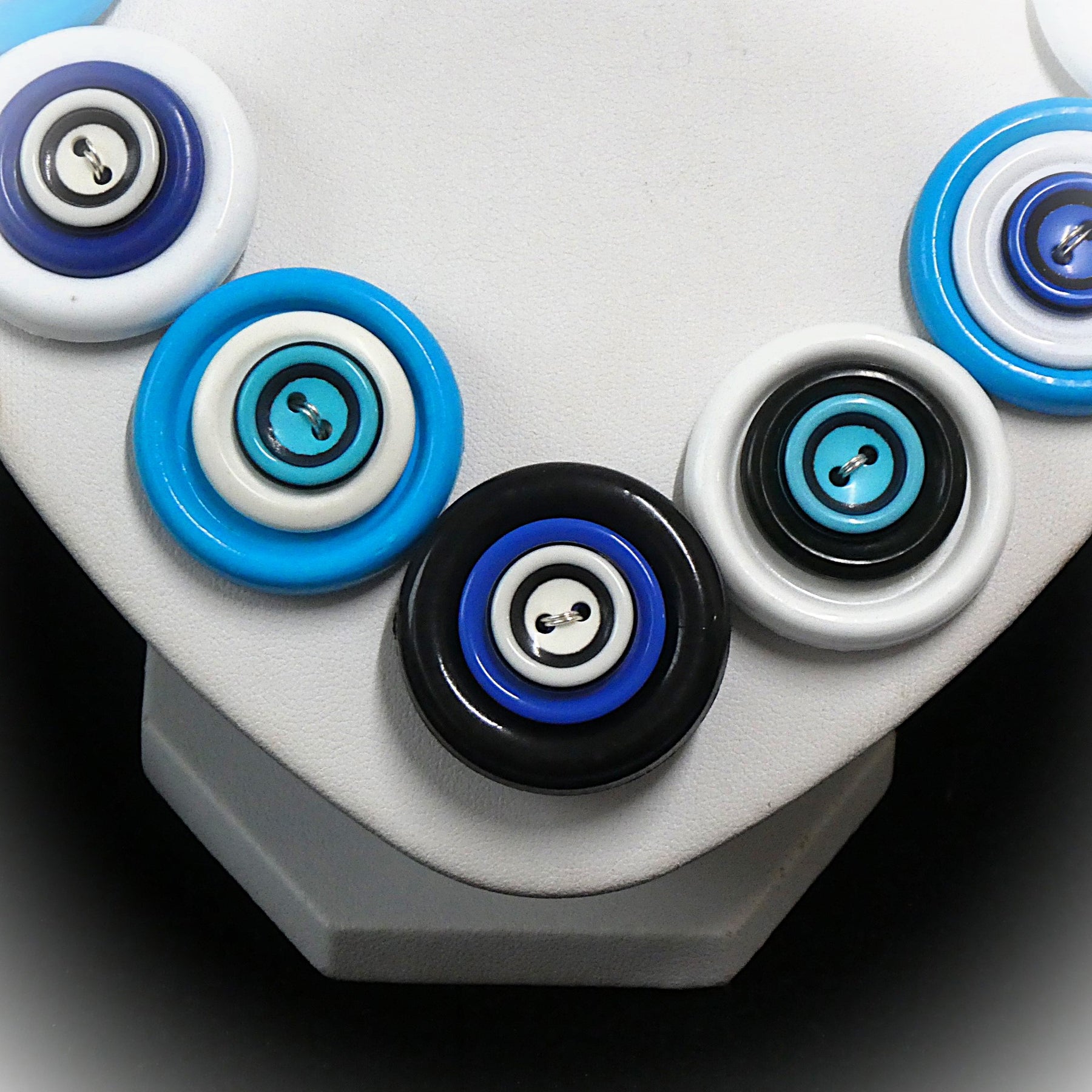 Button necklace and matching earrings - Aqua Crazy