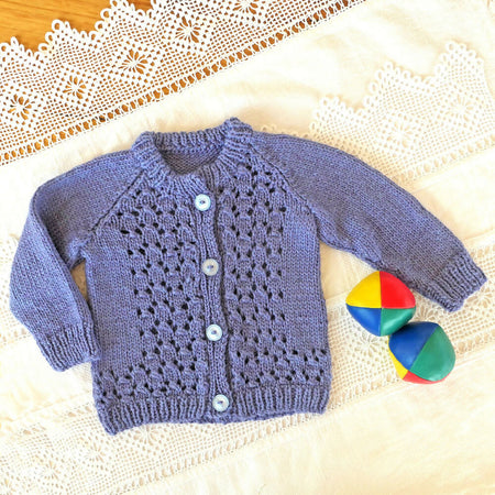 Blueberry lace cardigan, Size 00 plus. Bamboo & wool, Handmade.