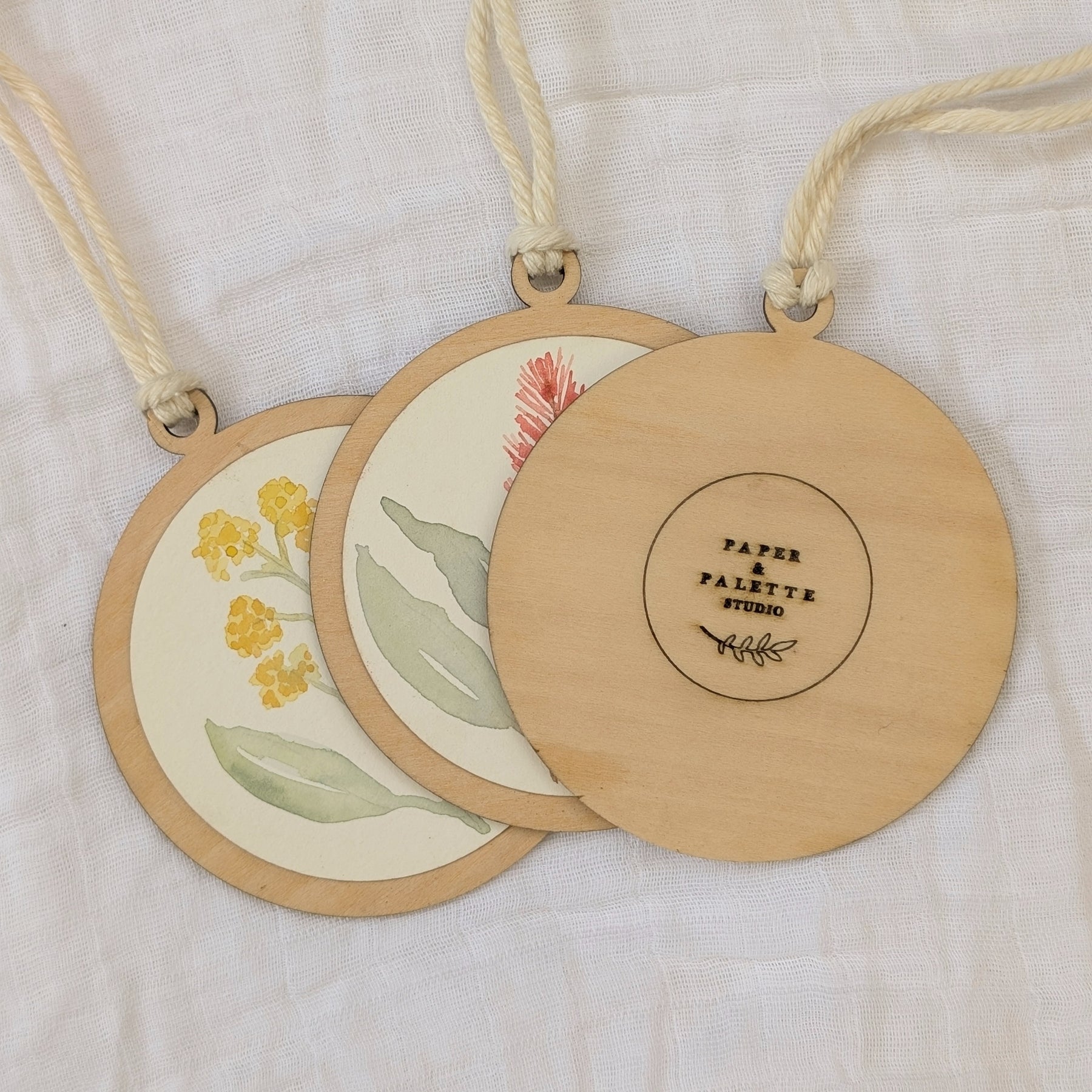Australian Native Watercolour Christmas Decoration | Handmade Wooden Ornament