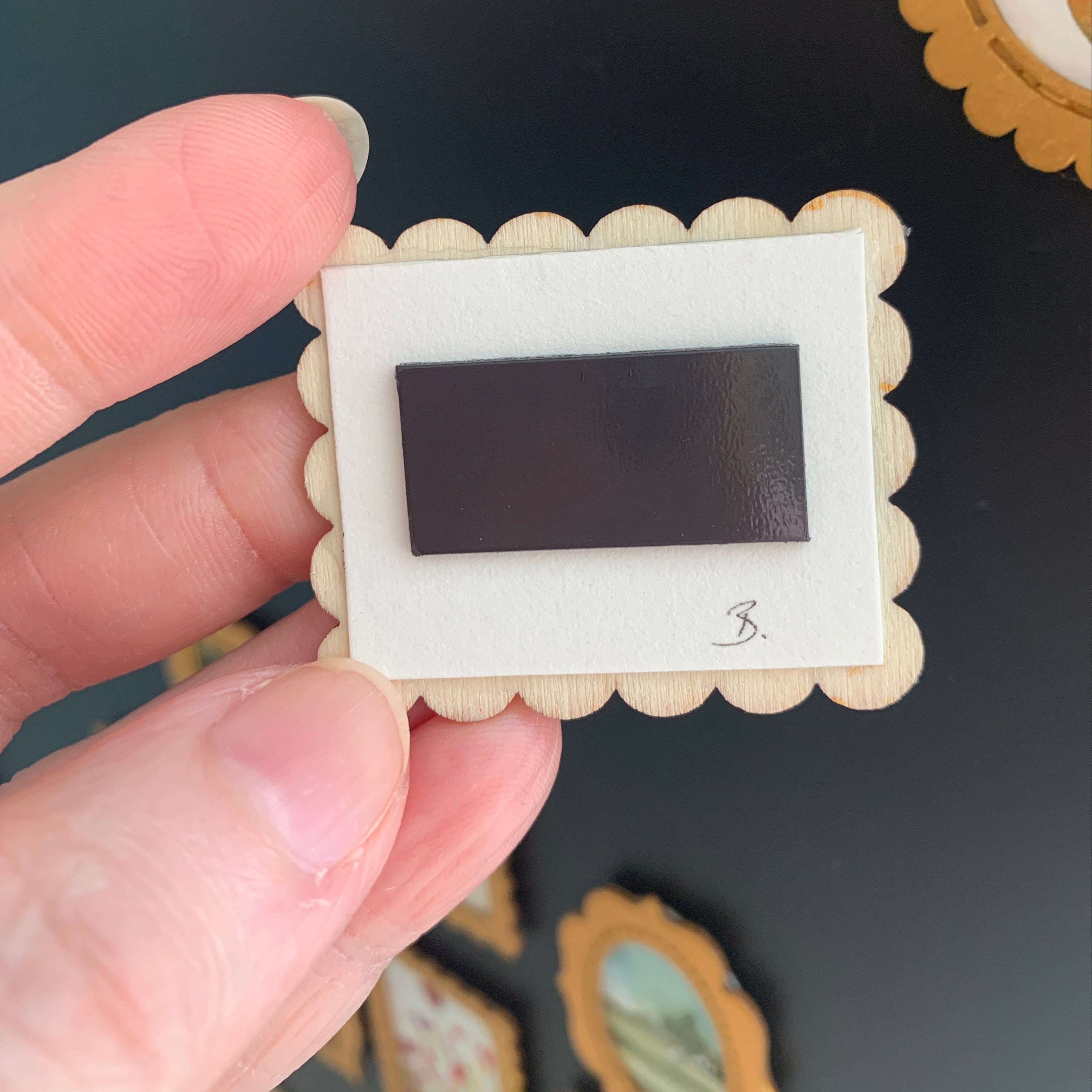Hand Painted Fridge Magnet Set - 5 Framed Mini Paintings