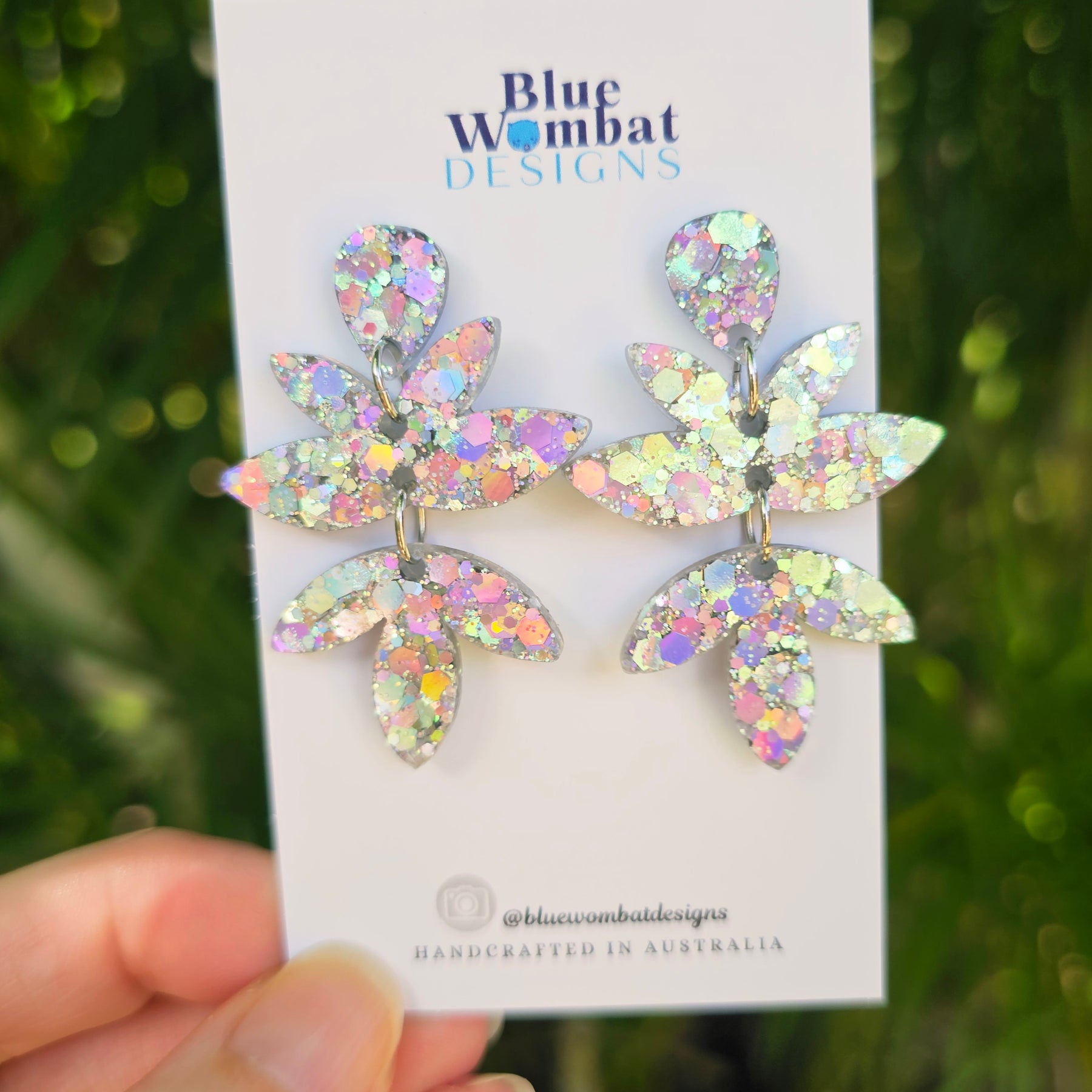 Resin Sparkle Glitter Handmade Dangle Earrings