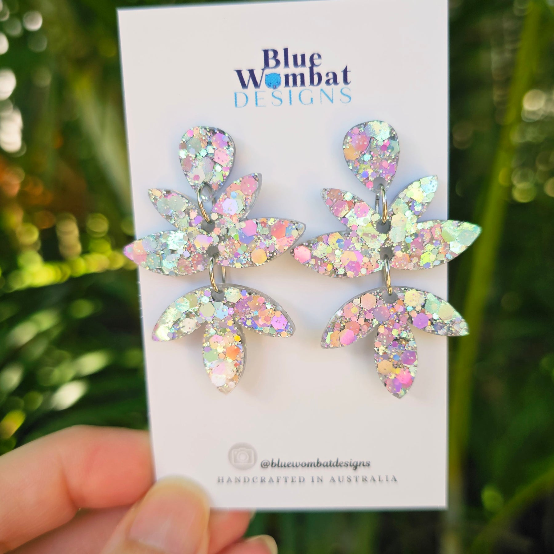 Resin Sparkle Glitter Handmade Dangle Earrings