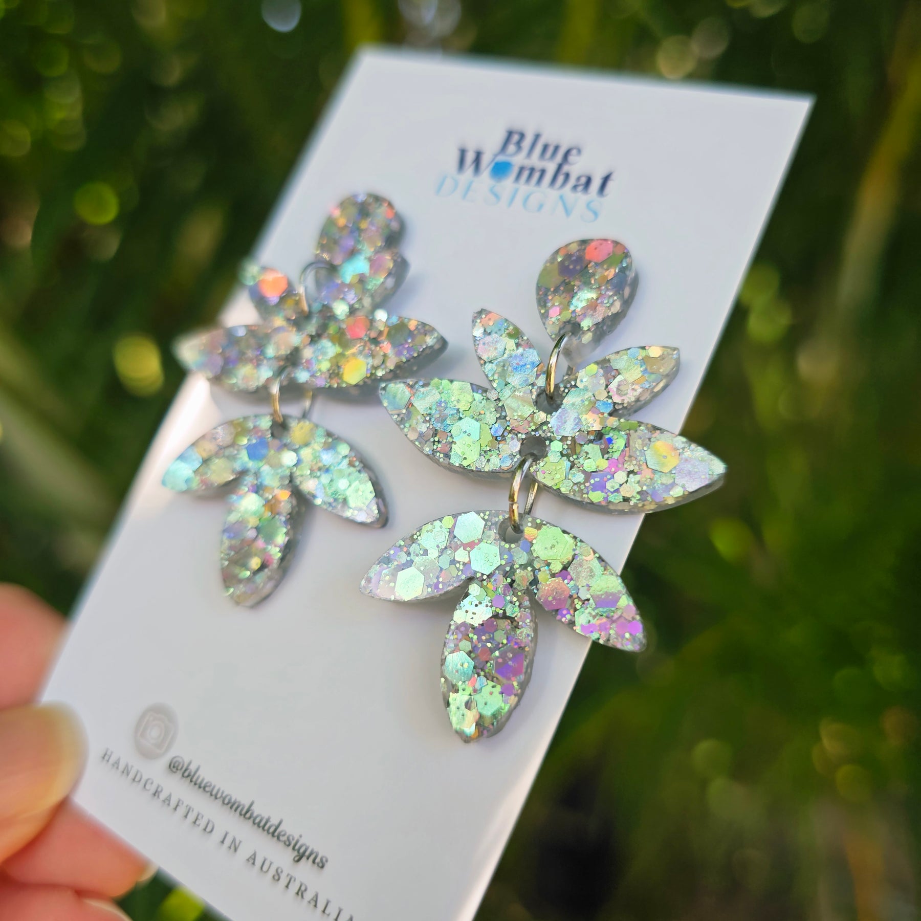 Resin Sparkle Glitter Handmade Dangle Earrings