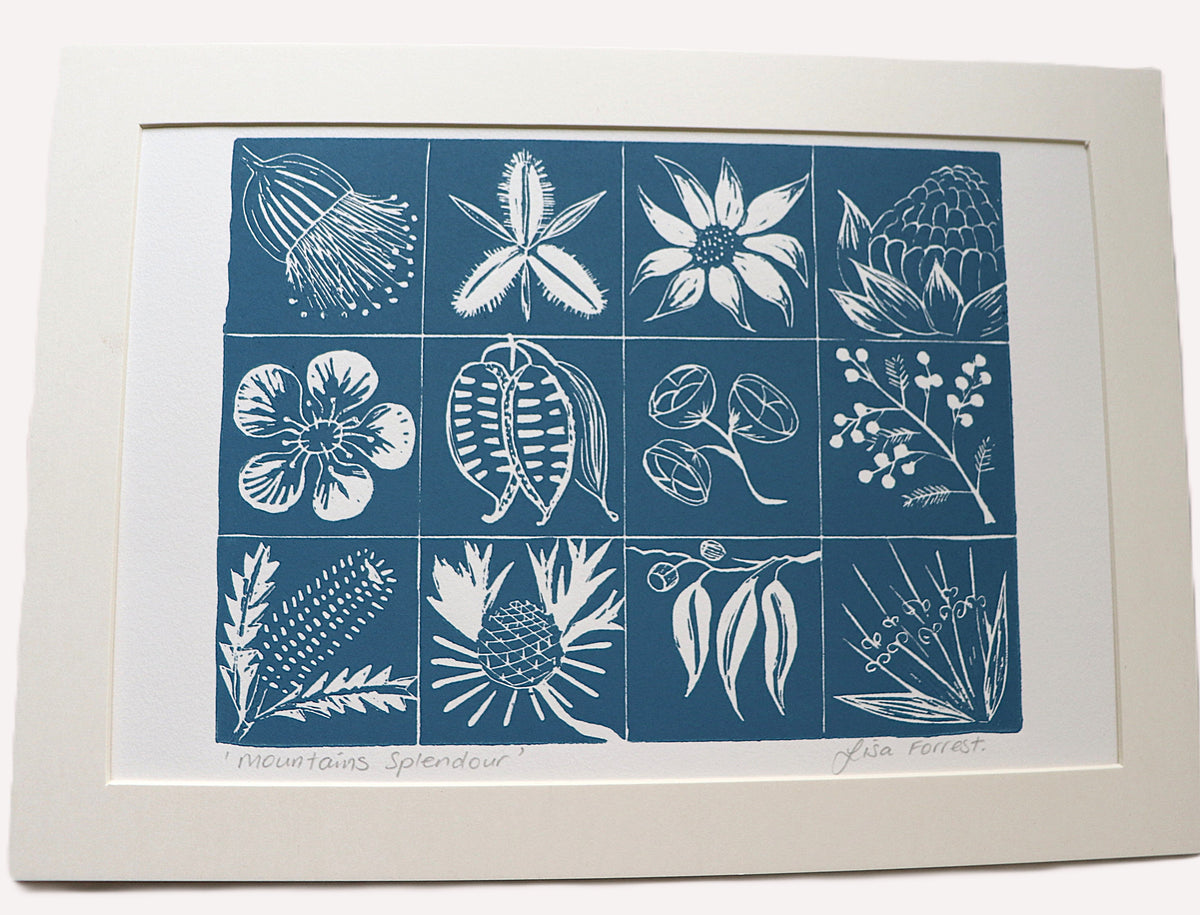 'Mountains Splendour' Original Linocut