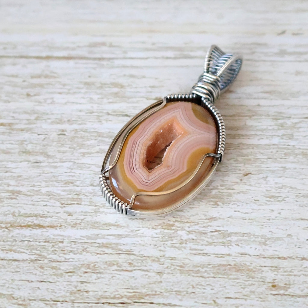 Sterling Silver Drusy Agate Pendant ~ Peek-a-boo!