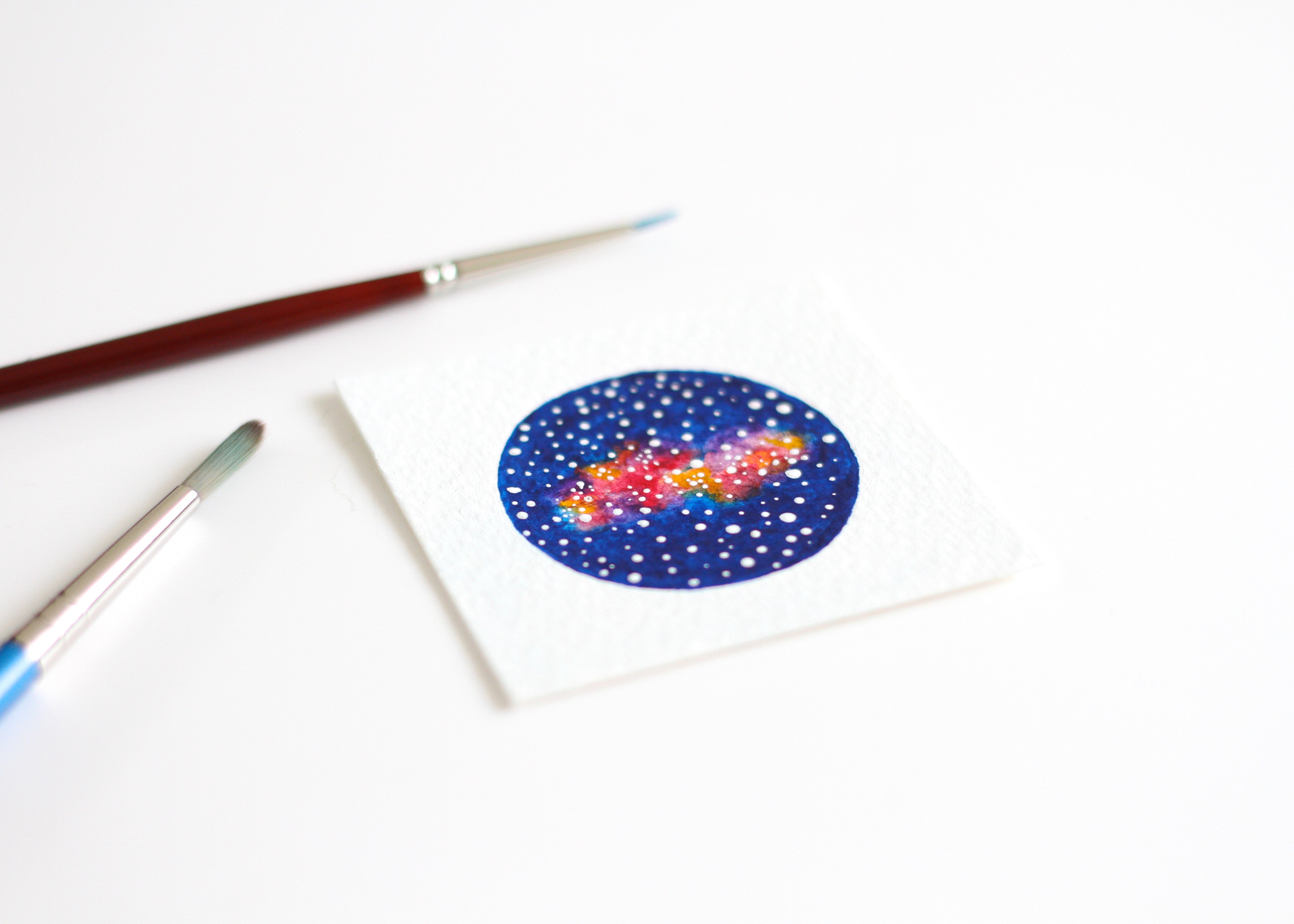 Galaxy Miniature Watercolour Painting