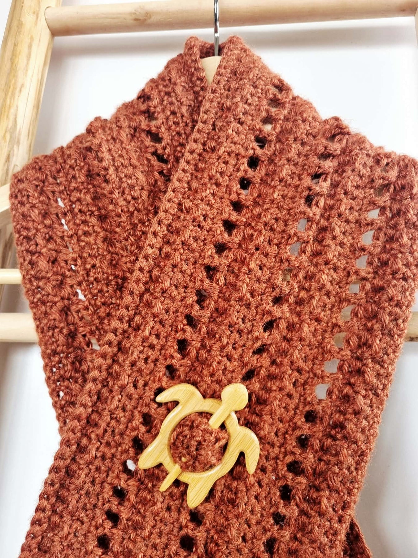 Ladies Scarf | Rust | Adult |Vintage | Handmade | Crochet