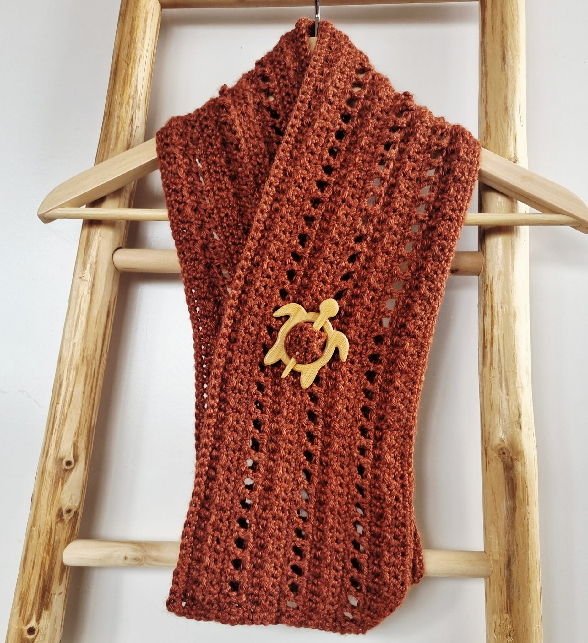 Ladies Scarf | Rust | Adult |Vintage | Handmade | Crochet
