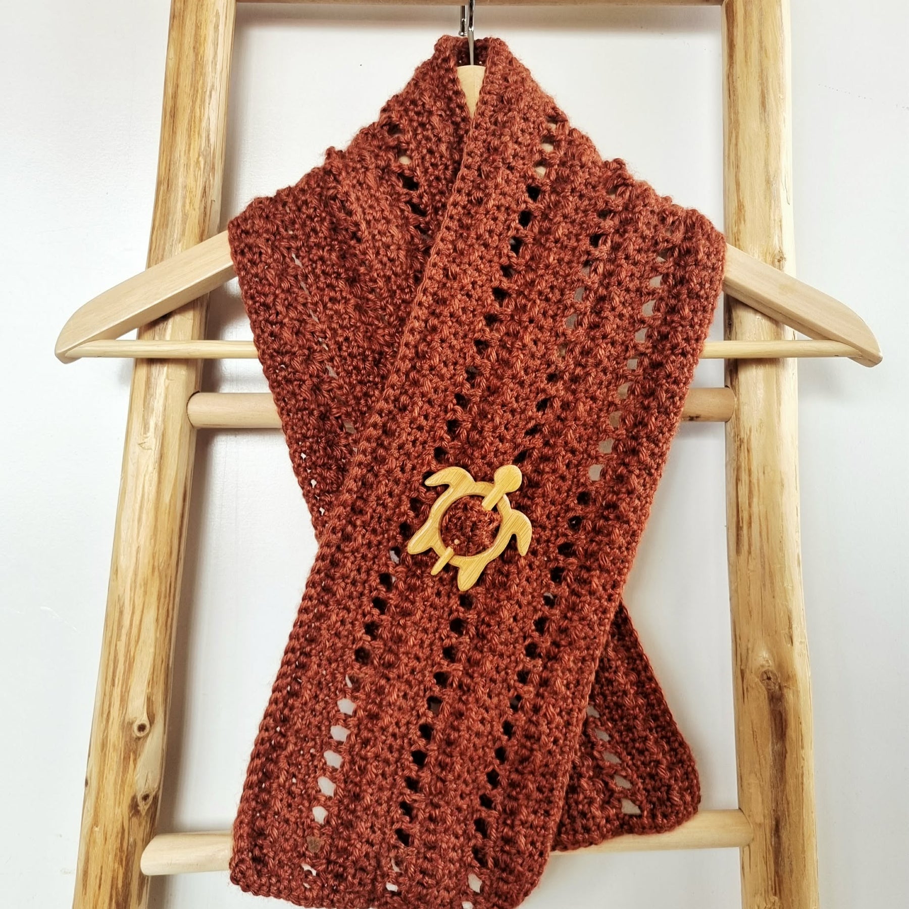 Ladies Scarf | Rust | Adult |Vintage | Handmade | Crochet