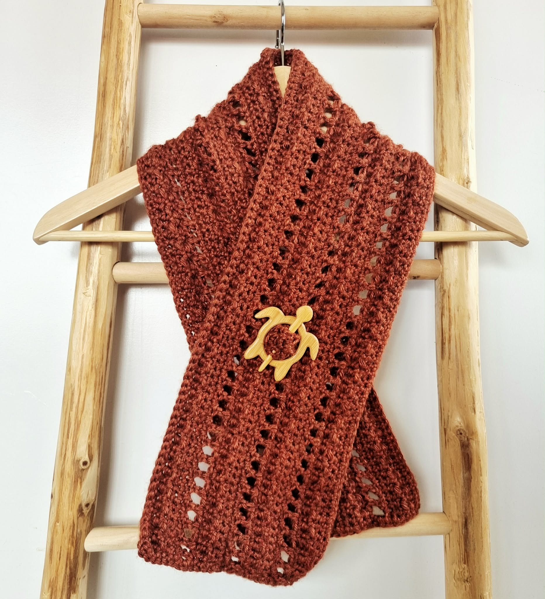 Ladies Scarf | Rust | Adult |Vintage | Handmade | Crochet