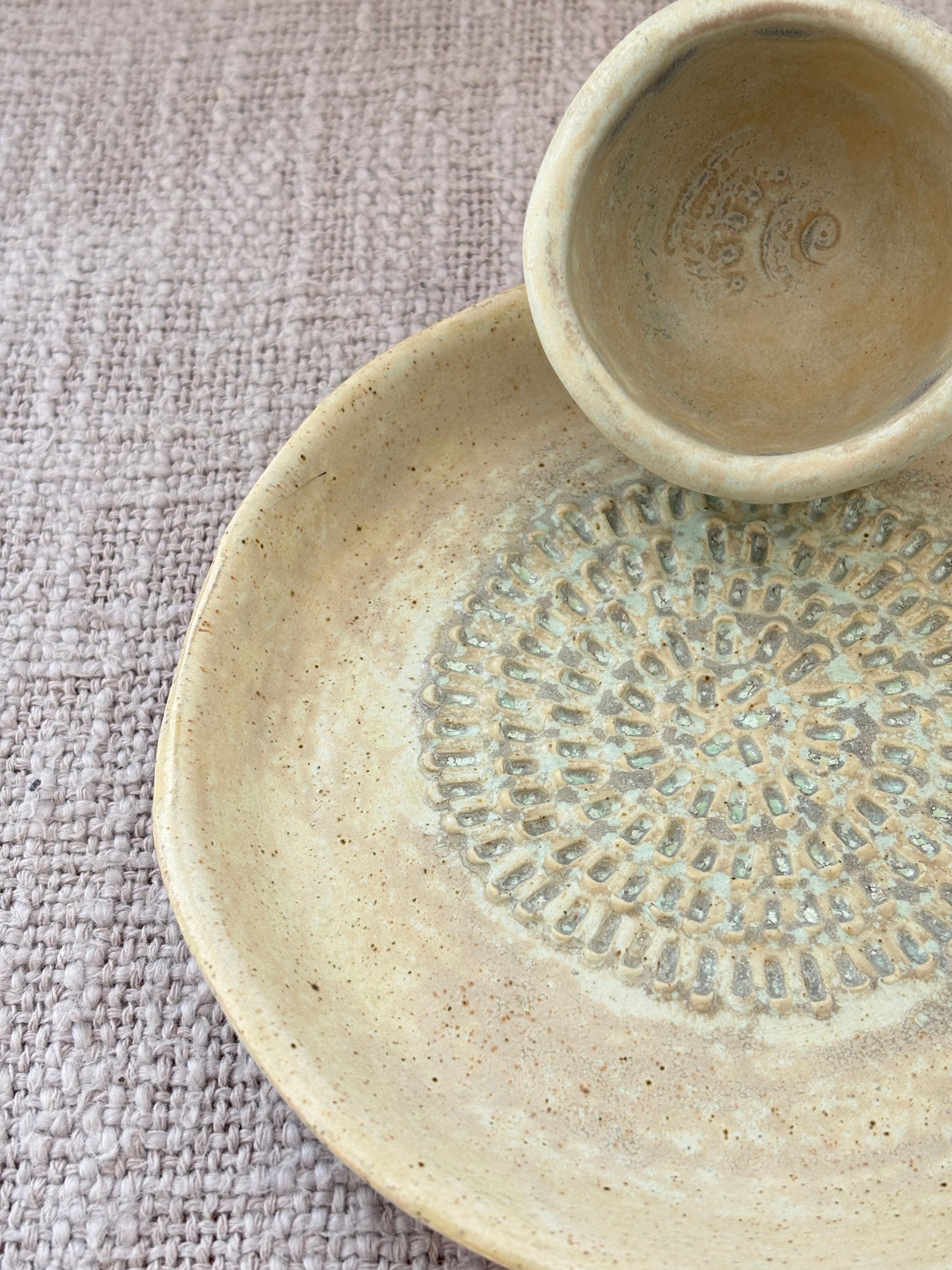 Garlic Shredder & Condiment Bowl ~ Seafoam
