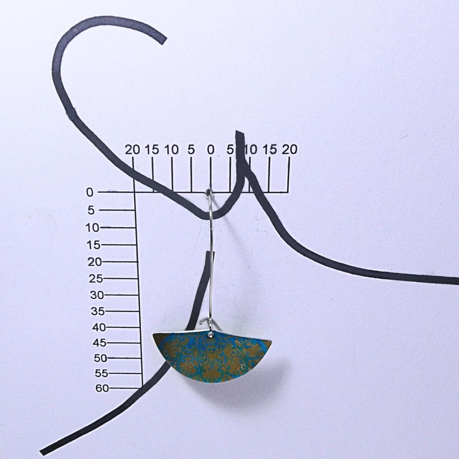 Hand printed anodised aluminium earrings - Persian Blue Collection