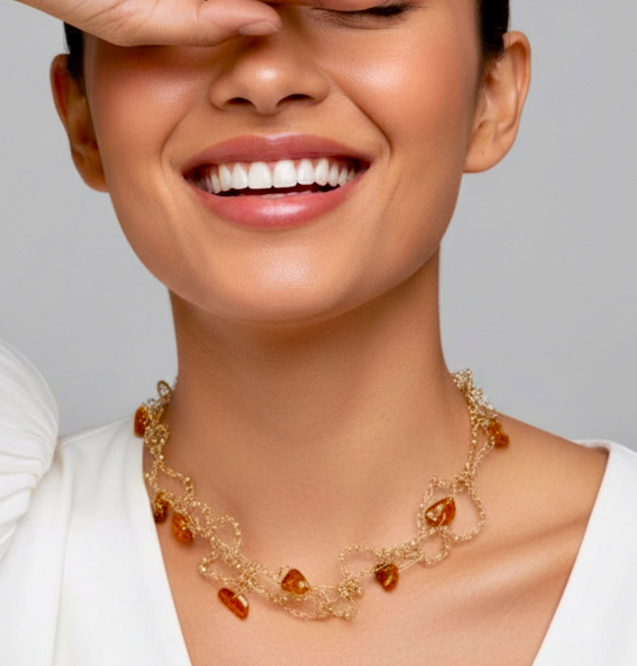 Baltic Amber Crochet Necklace “Sunshine”