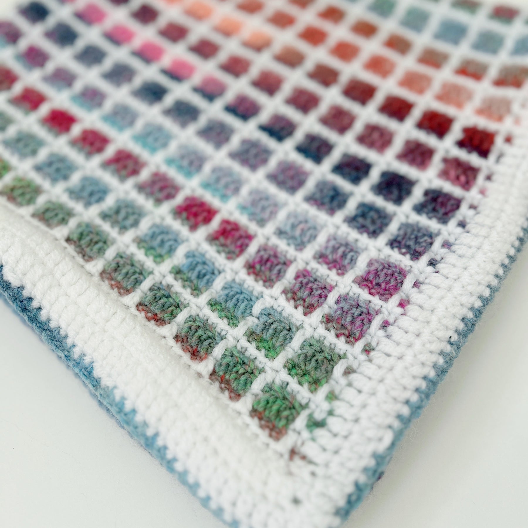 Handmade Crochet Baby Blanket, Rainbow  Lattice