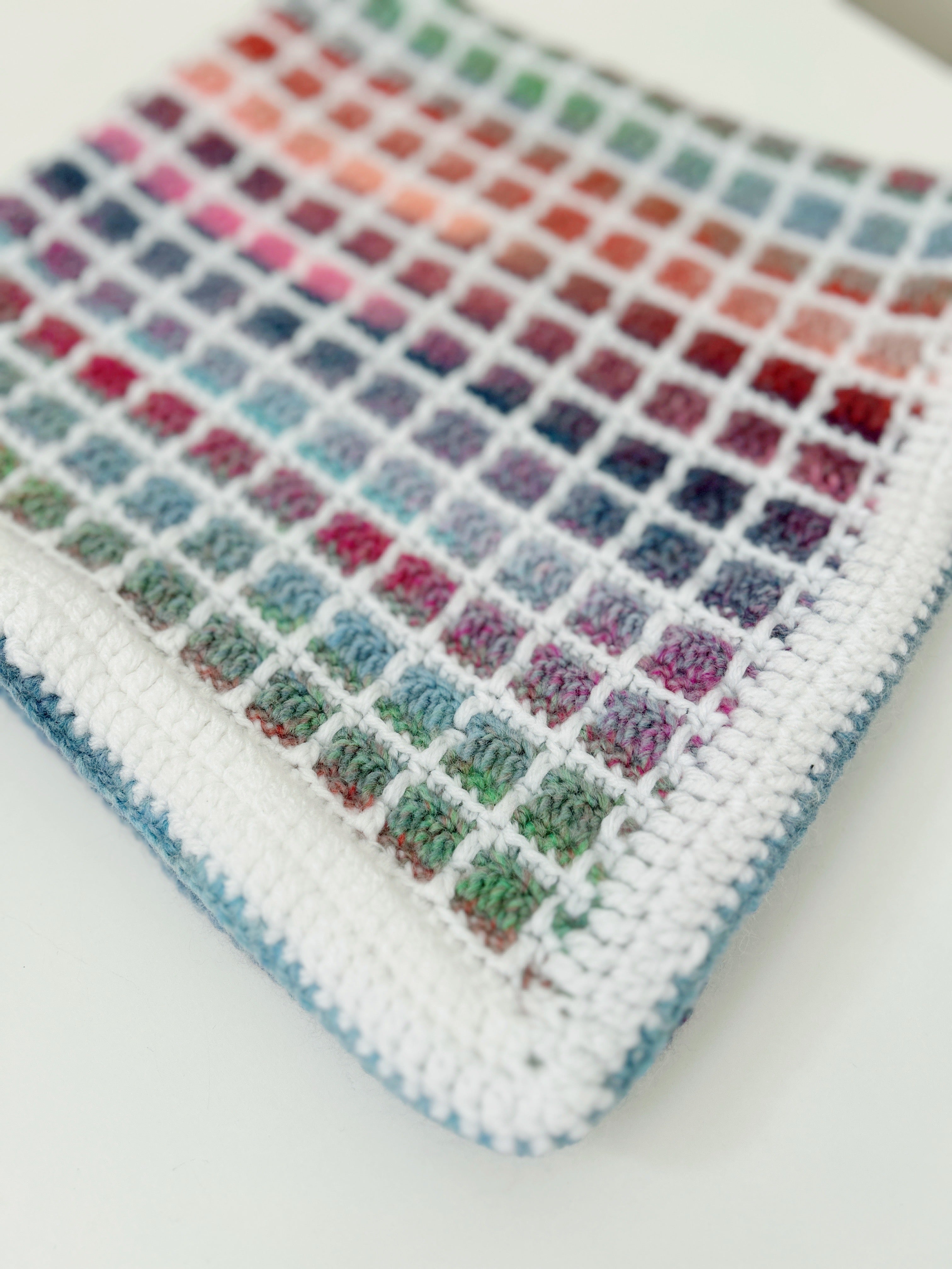Handmade Crochet Baby Blanket, Rainbow  Lattice