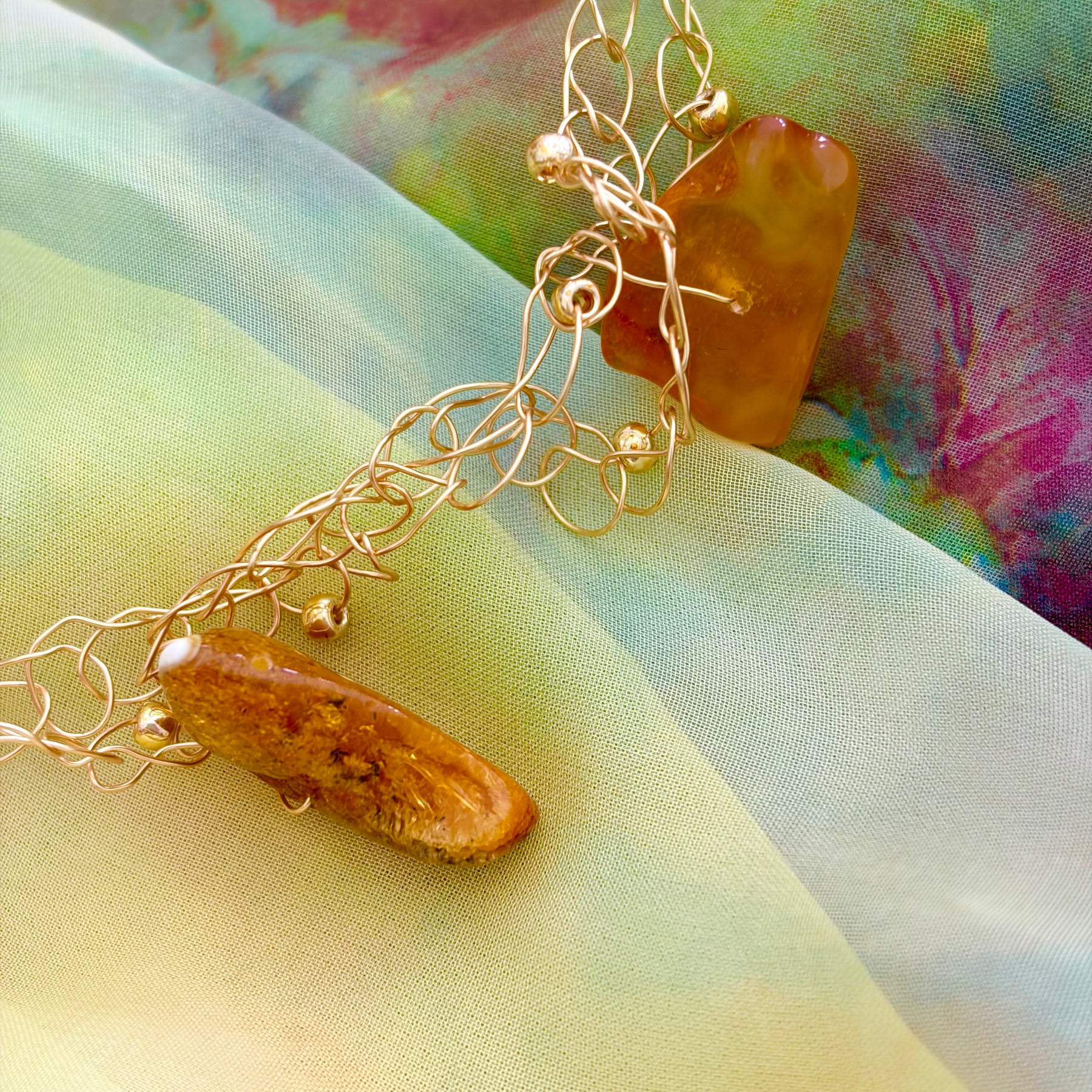 Baltic Amber Crochet Necklace “Sunshine”