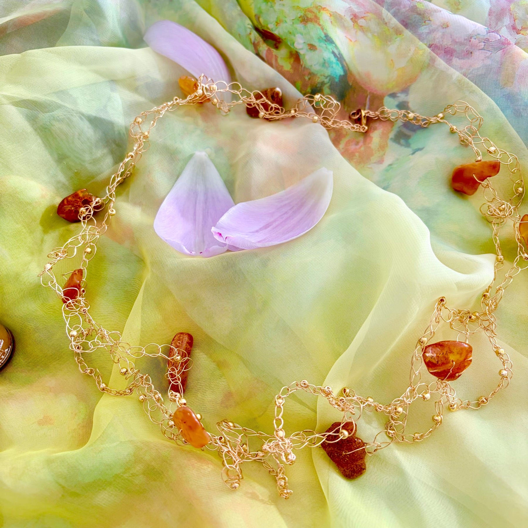Baltic Amber Crochet Necklace “Sunshine”