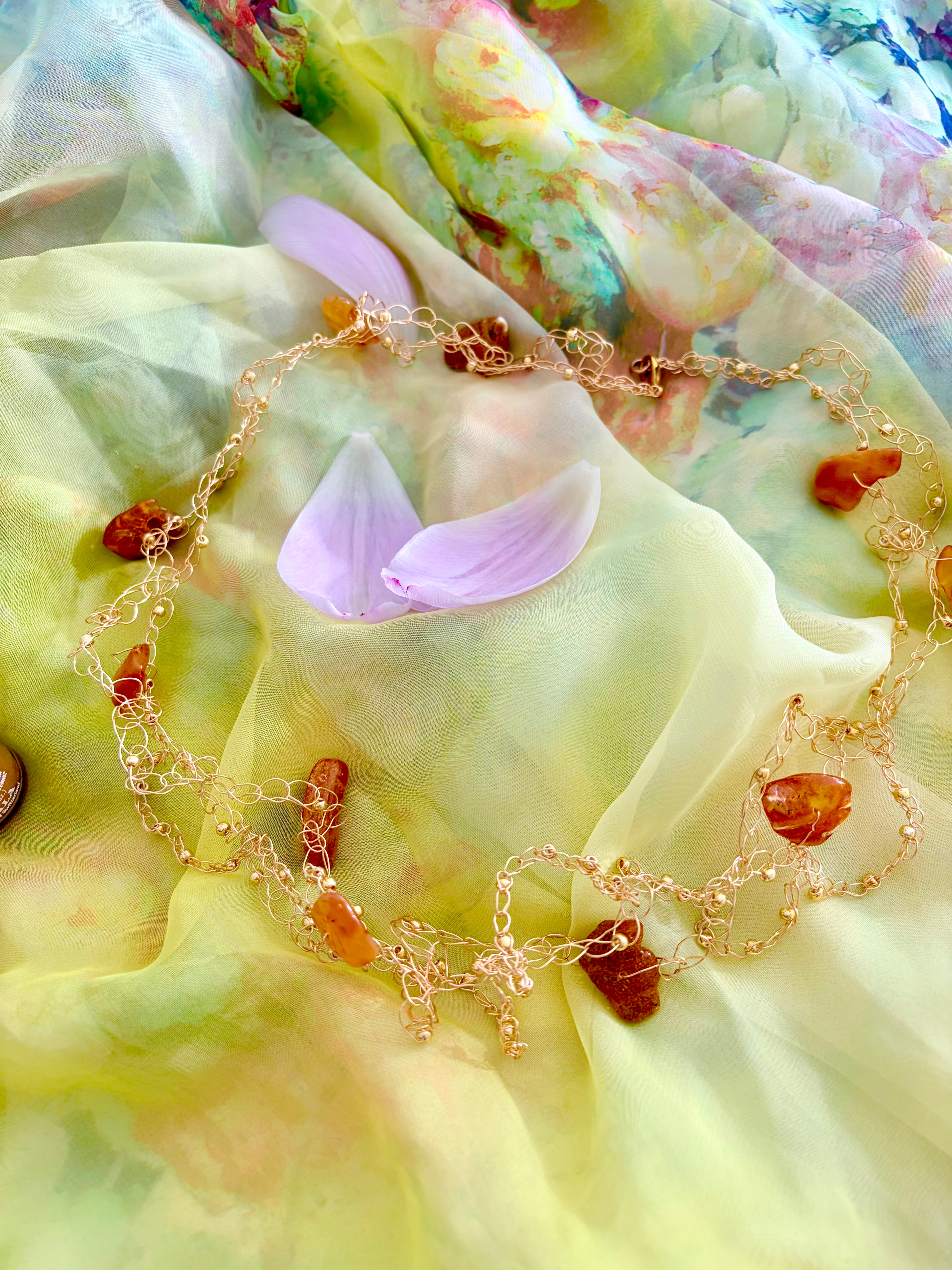 Baltic Amber Crochet Necklace “Sunshine”