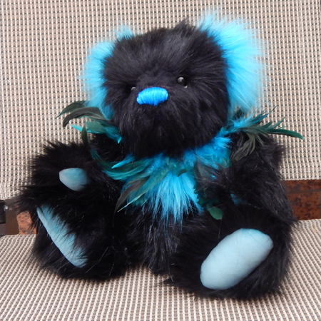 Black and Electric Blue Artisan Collectable Teddy Bear