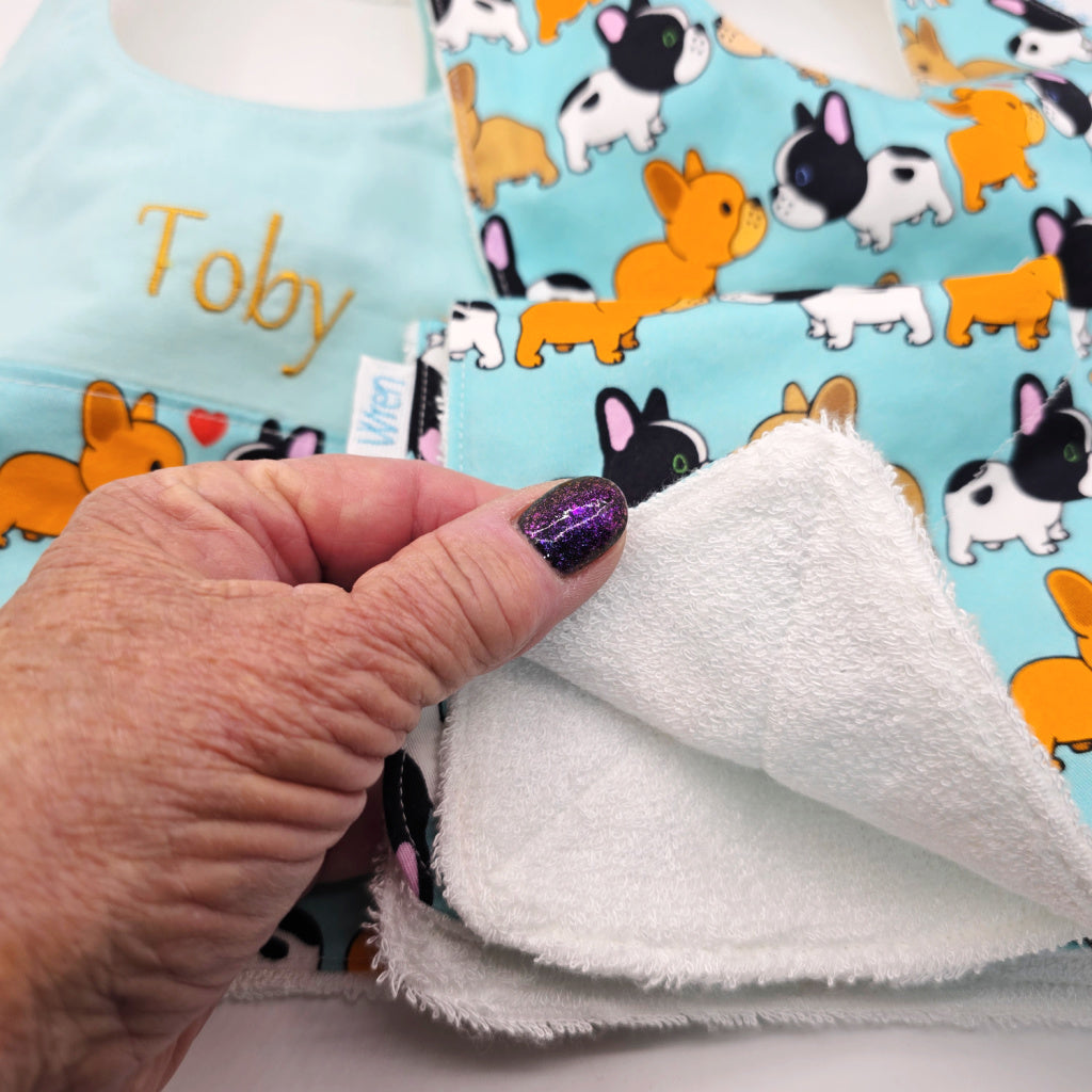 Baby Bib Gift Set Two bibs One is Personalised Bib and a Wash Cloth