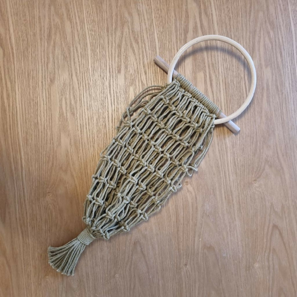 Hanging Fruit Basket 15cm cane olive flat