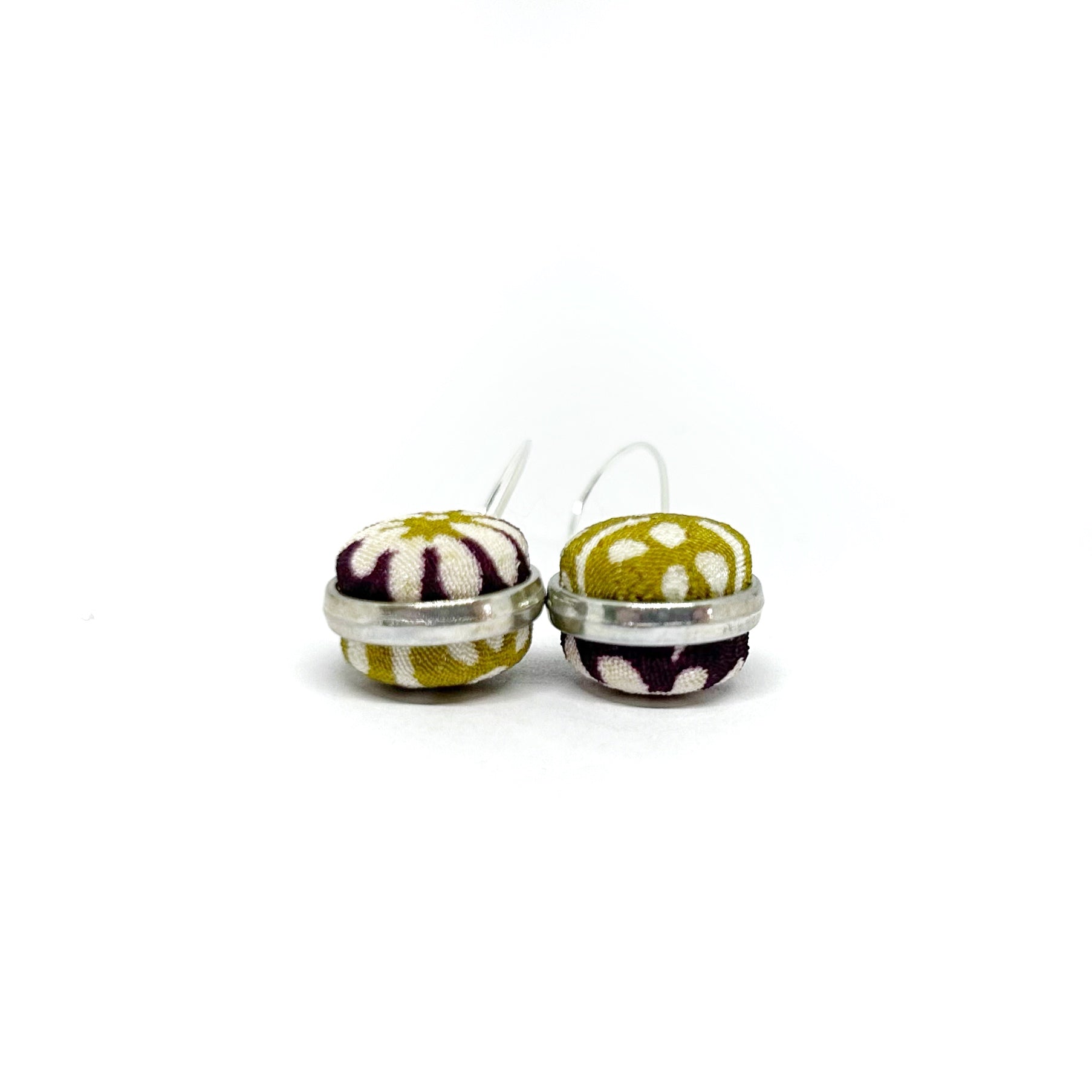 Double Sided Earrings - Burgendy and Mustard