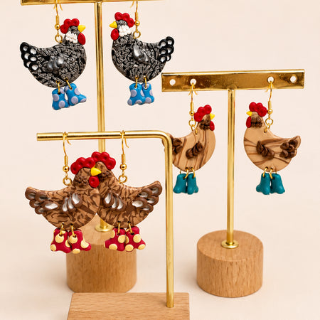 Handmade chicken earrings