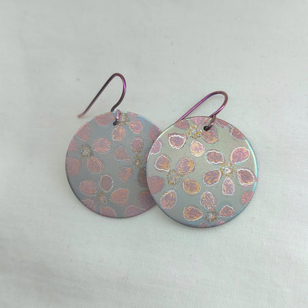 Titanium Dangles with Leptospermum Design- Soft Green, Pink and Rose Gold