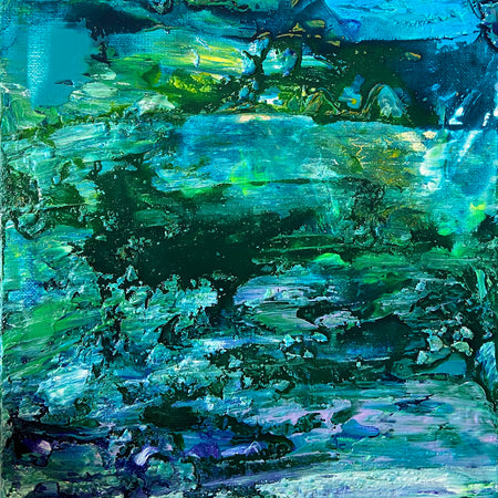 Water Lilies Encore Painting, Abstract Acrylic Wall Art by Margo Humphries