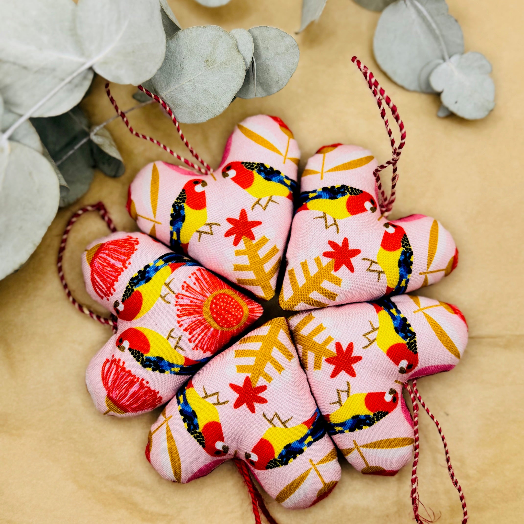 Handmade Bird Christmas hearts