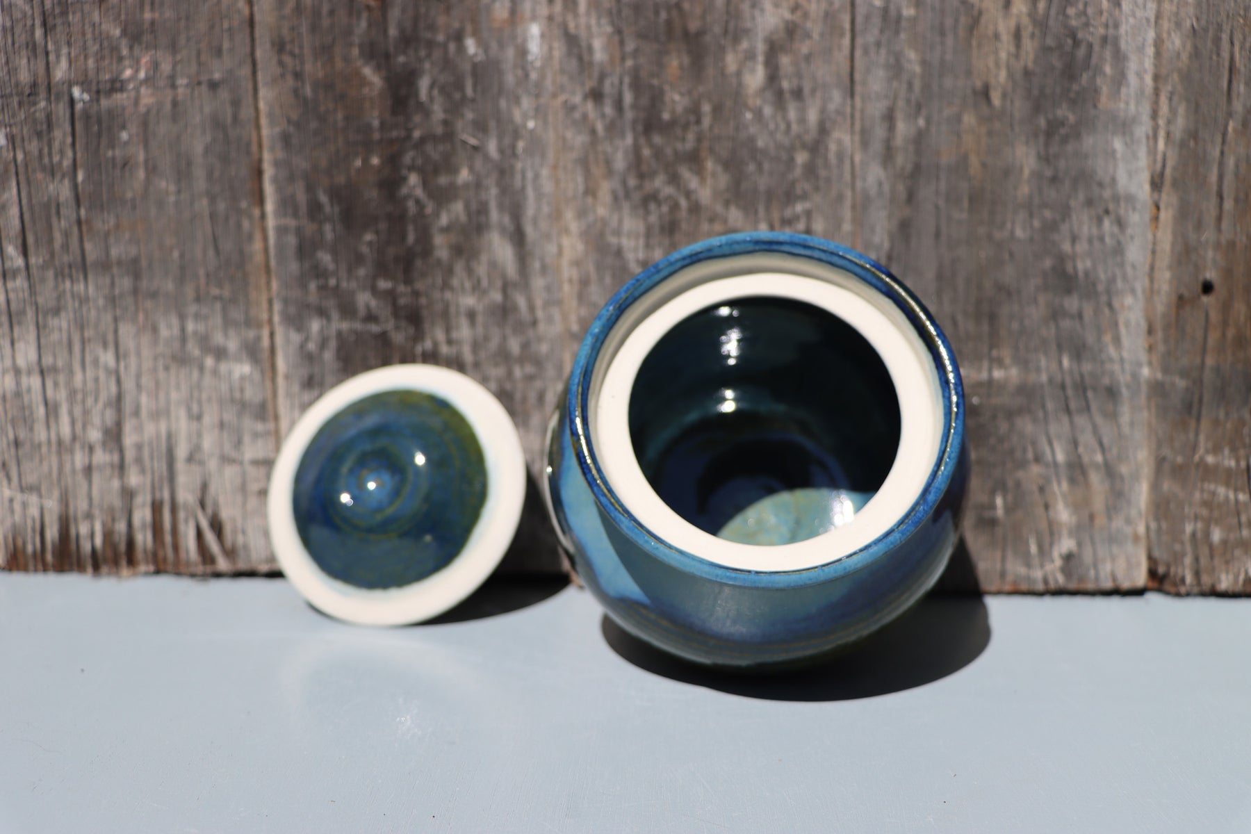 Blue lidded jars - Hand Made Thrown High Fired Stoneware