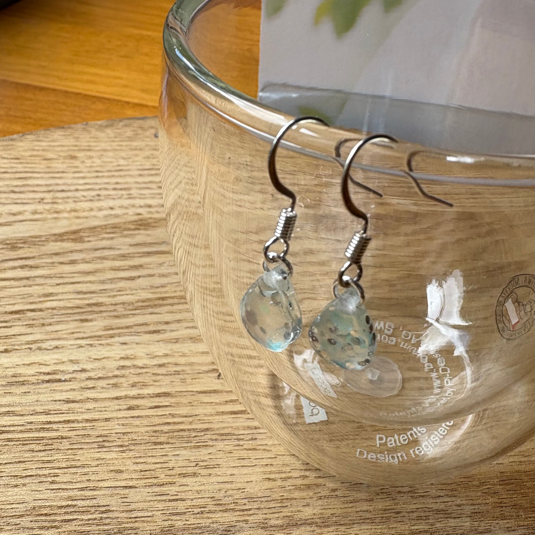 Small Teardrop Resin Earrings- silver