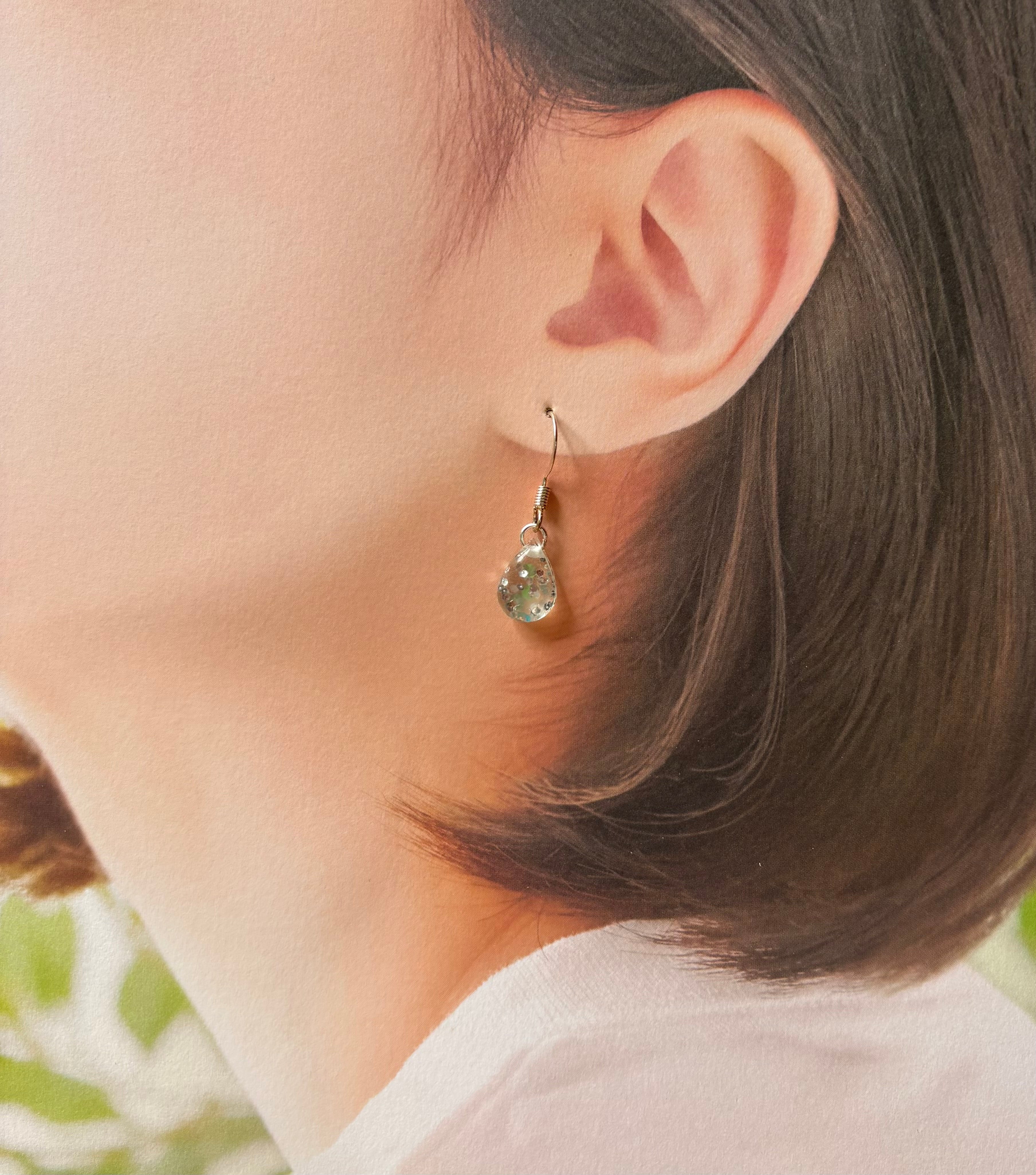 Small Teardrop Resin Earrings- silver