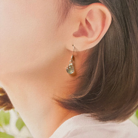 Small Teardrop Resin Earrings- silver