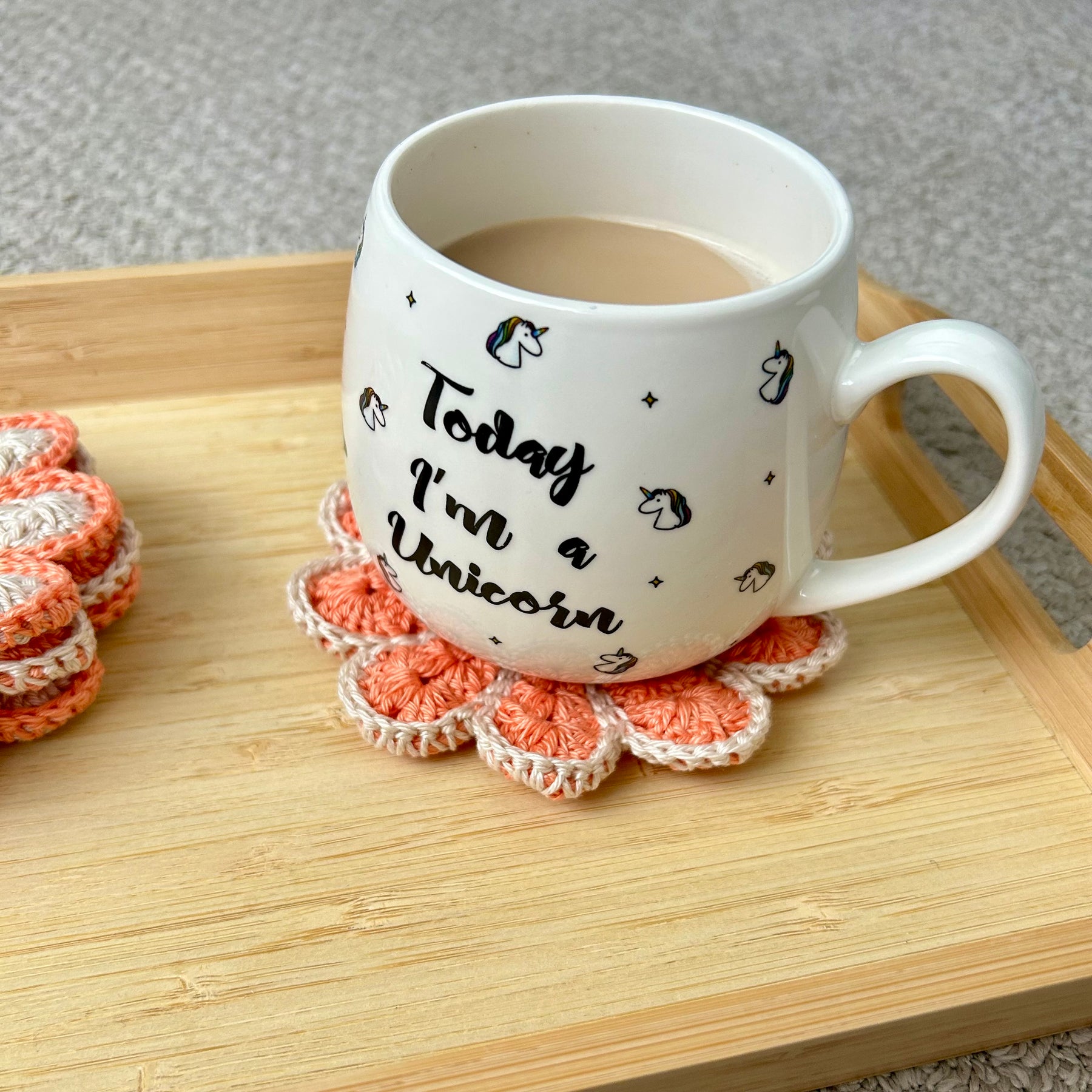 New | Handmade Crochet Vintage Inspired Flower Coasters – Set of 4