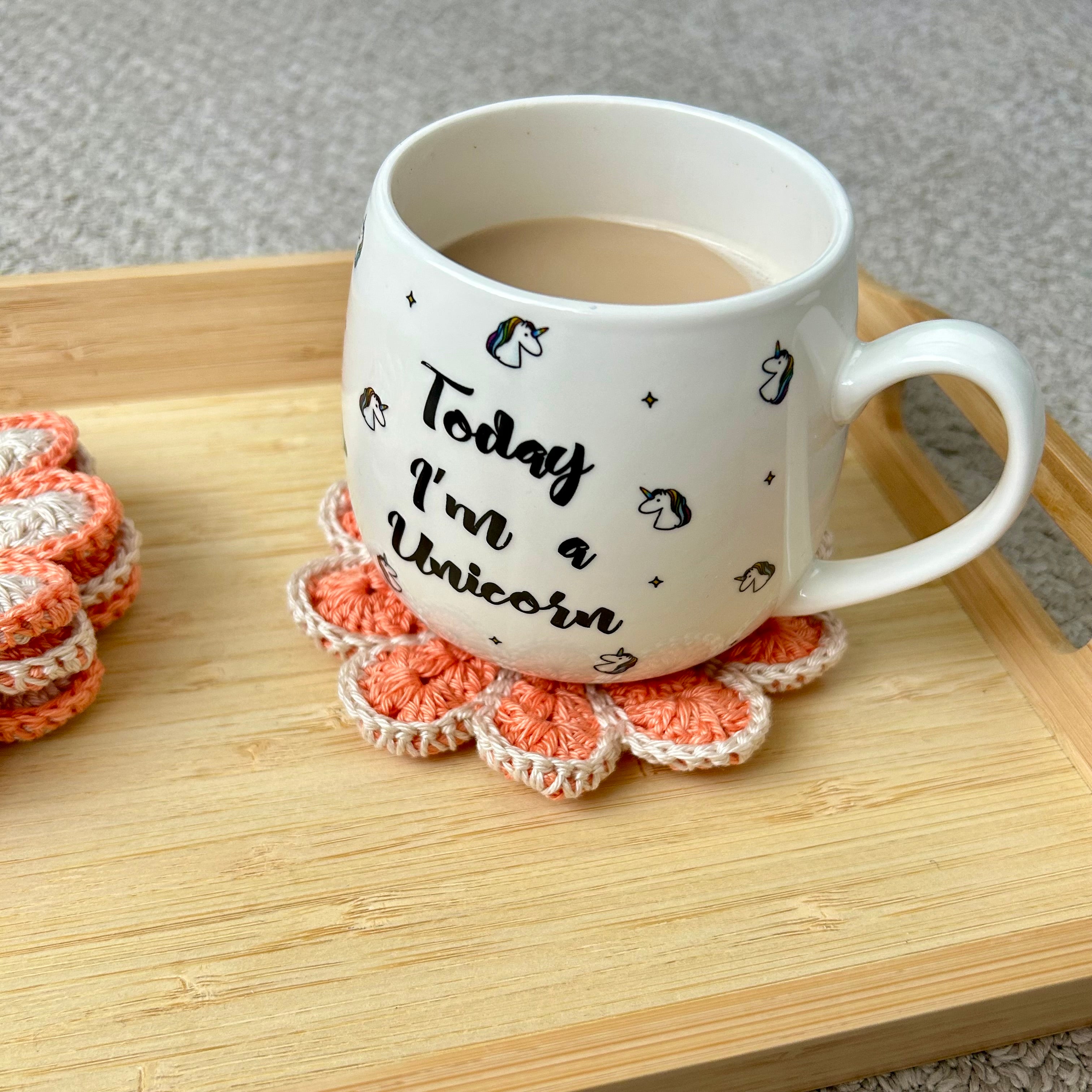 New | Handmade Crochet Vintage Inspired Flower Coasters – Set of 4